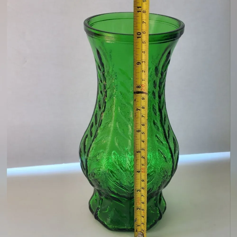 Vintage FTD Green Depression Glass Vase